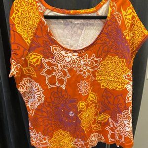 Talbots Womens  Top/T-Shirt Orange and multi color 1X